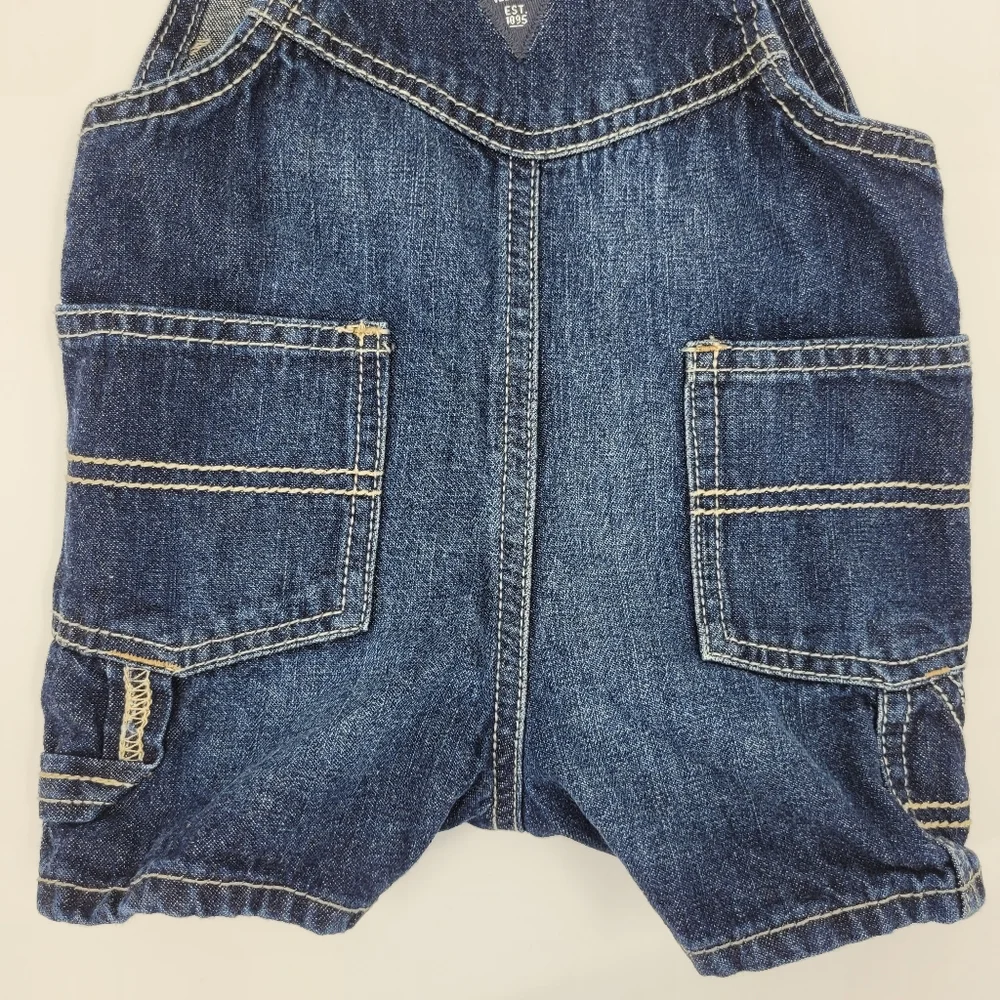 Oshkosh B'gosh Jean Shortalls Size 12mo Cotton Denim Adjustable Straps Vestbak